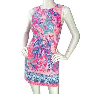 Lilly Pulitzer Womens Size 00 Dress Mila Shift Coral Resort Sleeveless Lined